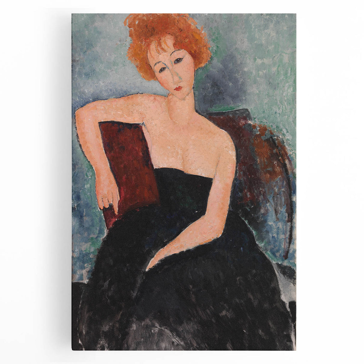 Modern Wall Art - Elegant Redheaded Woman in Evening Dress - Art Print