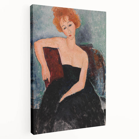 Modern Wall Art - Elegant Redheaded Woman in Evening Dress - Art Print