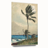 Realism Art Print of Tropical Landscape with Palm Trees and Ocean View