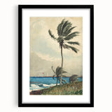 Realism Art Print of Tropical Landscape with Palm Trees and Ocean View