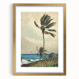 Realism Art Print of Tropical Landscape with Palm Trees and Ocean View