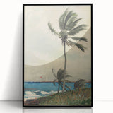 Realism Art Print of Tropical Landscape with Palm Trees and Ocean View