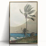 Realism Art Print of Tropical Landscape with Palm Trees and Ocean View