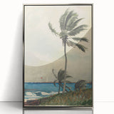 Realism Art Print of Tropical Landscape with Palm Trees and Ocean View
