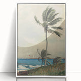 Realism Art Print of Tropical Landscape with Palm Trees and Ocean View