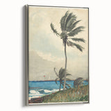 Realism Art Print of Tropical Landscape with Palm Trees and Ocean View