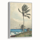 Realism Art Print of Tropical Landscape with Palm Trees and Ocean View