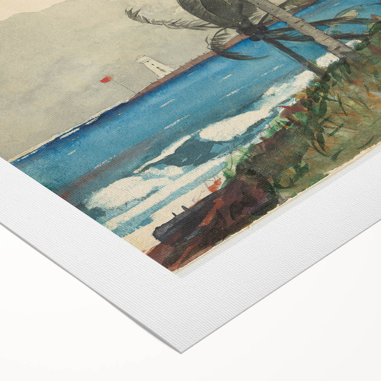 Realism Art Print of Tropical Landscape with Palm Trees and Ocean View