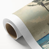 Realism Art Print of Tropical Landscape with Palm Trees and Ocean View