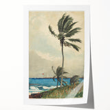 Realism Art Print of Tropical Landscape with Palm Trees and Ocean View