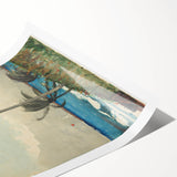 Realism Art Print of Tropical Landscape with Palm Trees and Ocean View