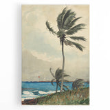 Realism Art Print of Tropical Landscape with Palm Trees and Ocean View