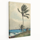 Realism Art Print of Tropical Landscape with Palm Trees and Ocean View