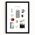 Kitchen Items Kids Educational Wall Art - Learning Poster for Classrooms