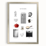 Kitchen Items Kids Educational Wall Art - Learning Poster for Classrooms