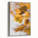 Landscape art painting of a fall scene in muted orange and brown tones on a framed canvas, suitable for living room decor.