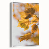 Vintage poster art of a colorful fall scene on a large framed canvas, ideal for living room decor.