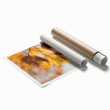 Extra large rolled print featuring autumnal floral art in warm orange and brown tones.