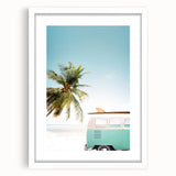 Abstract art print featuring a swirling mix of warm orange and yellow hues on a white framed canvas.