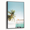Black and white framed canvas depicting a vintage summer landscape, ideal for bedroom wall art.