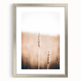 Abstract textured art print in muted gray and blue tones on framed canvas, ideal for modern bedroom ambiance.