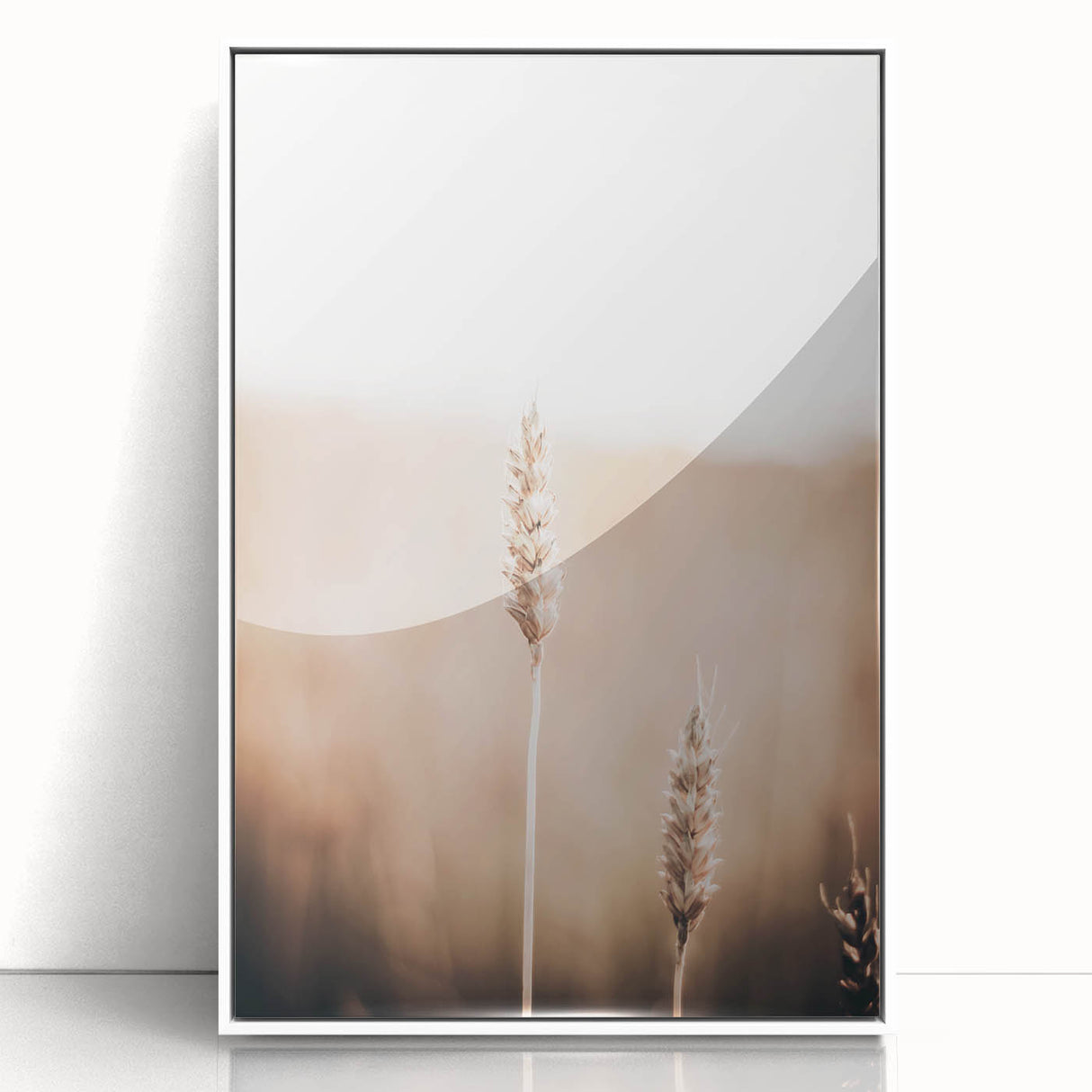 Art deco poster featuring a summer-themed design in pastel shades, framed in white acrylic, ideal for nursery wall art.