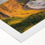 Stunning rolled canvas print showcasing a dramatic cliff landscape at sunset, featuring vibrant colors and intricate details, perfect for enhancing home decor.