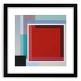 Modern Geometric Living Room Wall Art – Red & Blue Abstract Canvas