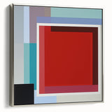 Modern Geometric Living Room Wall Art – Red & Blue Abstract Canvas