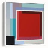 Modern Geometric Living Room Wall Art – Red & Blue Abstract Canvas