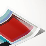 Modern Geometric Living Room Wall Art – Red & Blue Abstract Canvas