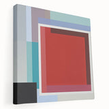 Modern Geometric Living Room Wall Art – Red & Blue Abstract Canvas