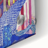 Abstract figurative acrylic artwork featuring vibrant colors and intricate glass textures, ideal for modern home decor or artistic installations.