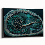 Framed abstract floral wall art in black, showcasing vibrant colors and intricate patterns, perfect for modern home decor. Side view highlights texture and depth.