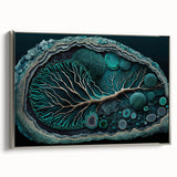 Framed canvas wall art showcasing abstract floral design in vibrant colors, featuring a sleek silver frame and side view perspective, ideal for modern decor.