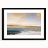 Framed abstract landscape wall art featuring vibrant colors and intricate patterns, showcased in a black frame with matting, ideal for modern home decor.