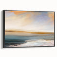 Framed abstract landscape wall art in a black frame, showcasing vibrant colors and dynamic shapes, ideal for modern home decor or office spaces.
