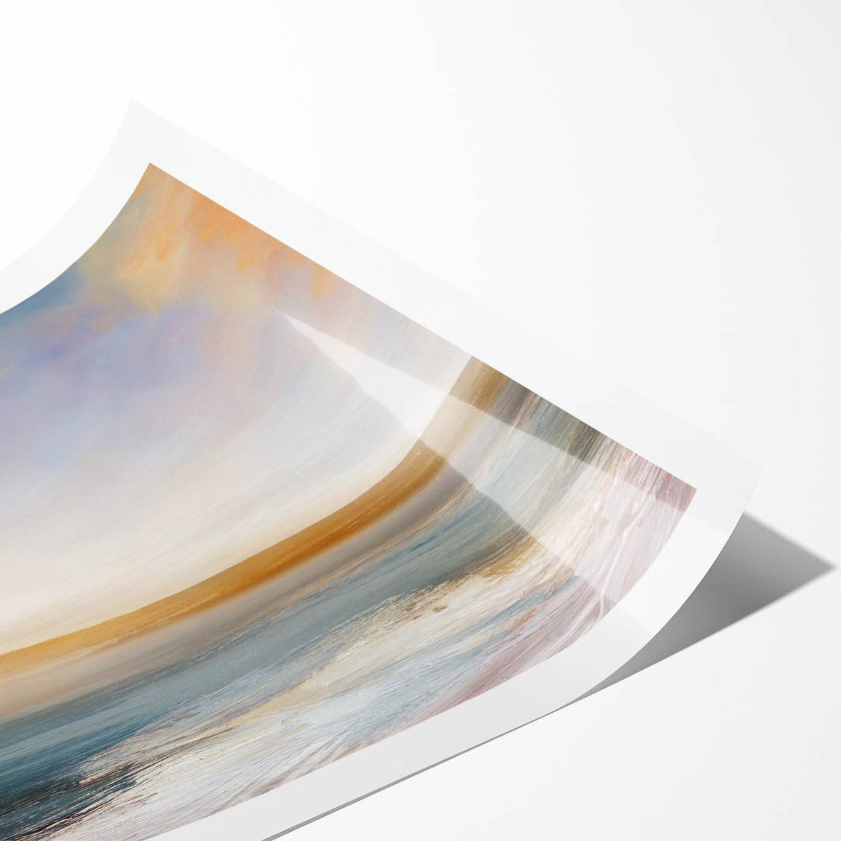 Abstract landscape wall art print featuring vibrant colors and geometric shapes, rolled for easy shipping, perfect for modern home decor.