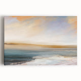 Abstract landscape wall art on stretched canvas showcasing vibrant colors and dynamic shapes, ideal for modern home decor. Perfect for adding artistic flair to living spaces.