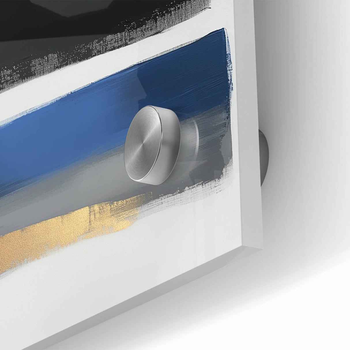 Geometric Abstract Wall Decor – Royal Blue and Gold Brushstroke Art