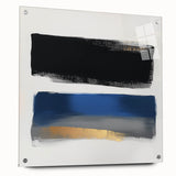 Geometric Abstract Wall Decor – Royal Blue and Gold Brushstroke Art