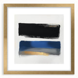 Geometric Abstract Wall Decor – Royal Blue and Gold Brushstroke Art