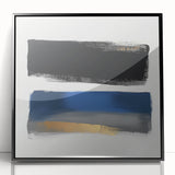 Geometric Abstract Wall Decor – Royal Blue and Gold Brushstroke Art