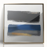 Geometric Abstract Wall Decor – Royal Blue and Gold Brushstroke Art