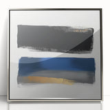 Geometric Abstract Wall Decor – Royal Blue and Gold Brushstroke Art