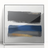 Geometric Abstract Wall Decor – Royal Blue and Gold Brushstroke Art