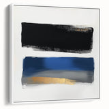 Geometric Abstract Wall Decor – Royal Blue and Gold Brushstroke Art