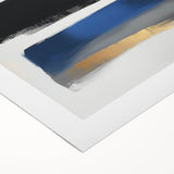 Geometric Abstract Wall Decor – Royal Blue and Gold Brushstroke Art