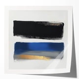 Geometric Abstract Wall Decor – Royal Blue and Gold Brushstroke Art