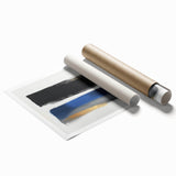 Geometric Abstract Wall Decor – Royal Blue and Gold Brushstroke Art